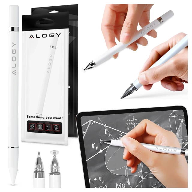 Alogy 2-in-1 capacitive touch stylus for the screen of a phone tablet with a pen White
