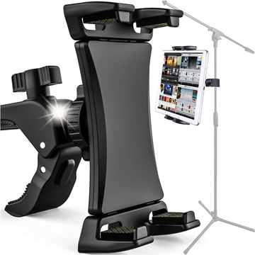 Tablet phone holder 4.7"-12.9" for a bar, tripod, handlebar for a trainer, stationary bike, treadmill, headrest stand Alogy black
