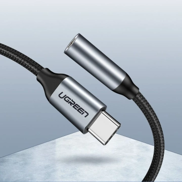Ugreen sluchátkový adaptér 3,5 mm mini jack na USB typu C 10 cm šedý (30632)