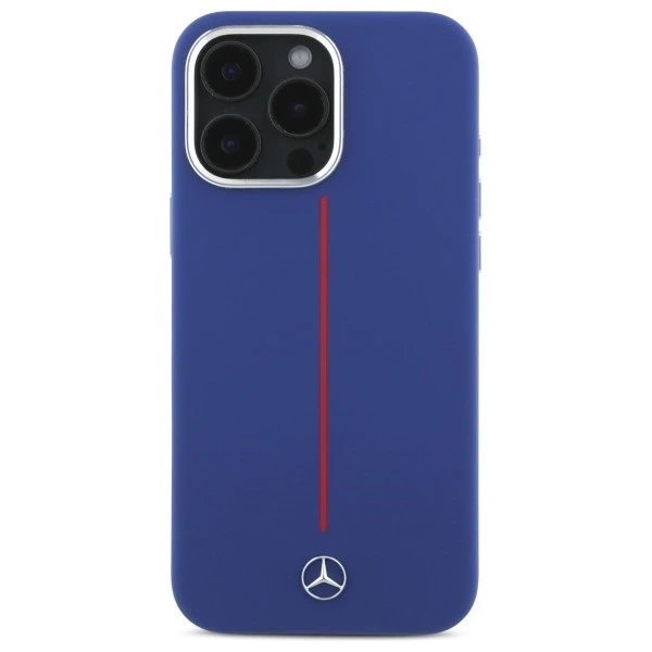 Puzdro Mercedes pre iPhone 16 Pro Max 6,9" tmavomodré pevné puzdro MagSafe Silicone Red Stripe