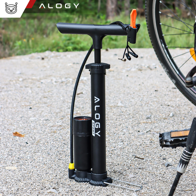 Alogy Bike Pump 160psi with pressure gauge and handle, manual, Black