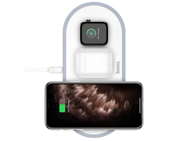 Qi 3in1 induction charger HOCO CW24 3IN1 for iPhone/AirPods/Watch White