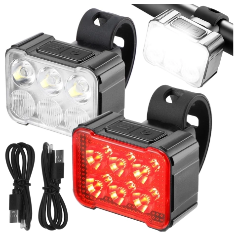 Велосипедний ліхтарик Alogy SafeRide™ LED, водонепроникний, передній та задній, 2 шт.