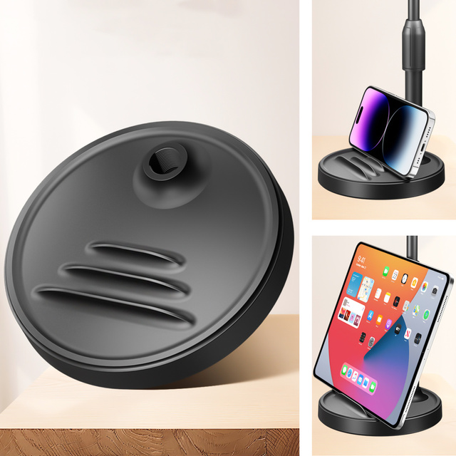 Desk Stand Headphone Hook Holder Adjustable for Desk with Phone Stand Hanger Hook Alogy Black