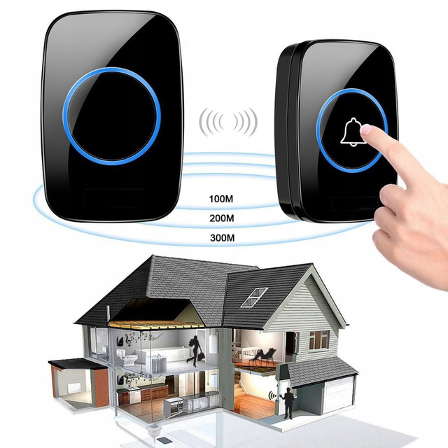 Bezdrôtové dvere Bell Gate Gate Vodotesné IP44 Vonkajšie 300m 21803 Čierna