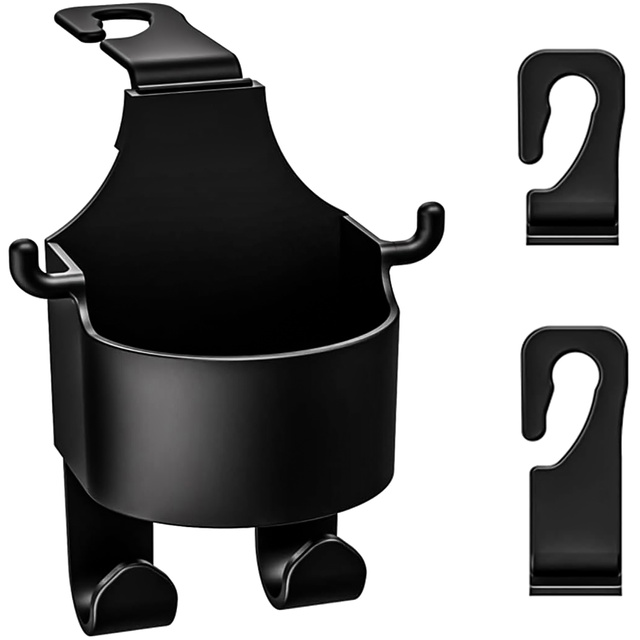 Hanger holder hook car 5in1 for seat headrest car organizer for cup drink Alogy Car Black