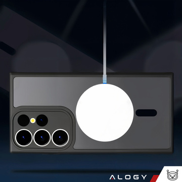 MagSafe Alogy Ring Mag Clear Case for Samsung Galaxy S23 Ultra Qi Chargers Black