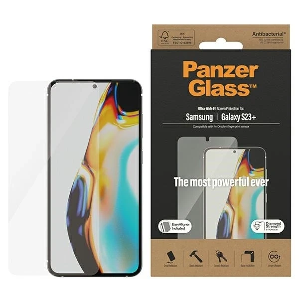 Tempered glass for Samsung Galaxy S23 PanzerGlass Ultra-Wide Fit with applicator