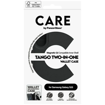 Puzdro CARE pre Samsung Galaxy S25 od PanzerGlass Feature Tango Wallet 2v1 čierne