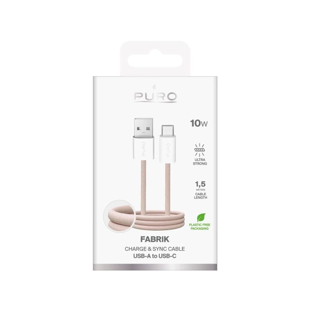 Kabel Puro Fabrik 2.0 USB-A – USB-C 10W 1,5m beżowy w oplocie