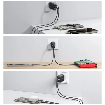 Мережевий зарядний пристрій Joyroom USB-C / USB-A 25 Вт SFC / PPS / PD - чорний