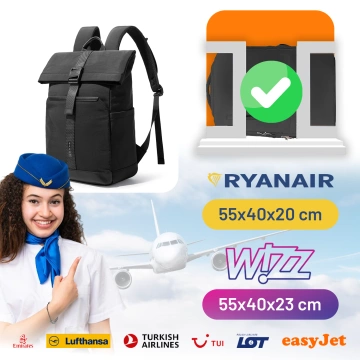 Водонепроникний рюкзак Bange для ноутбука 15.6", city traveler, 45х30х16 см, для роботи, літака, чоловічий, жіночий, з USB портом Чорний