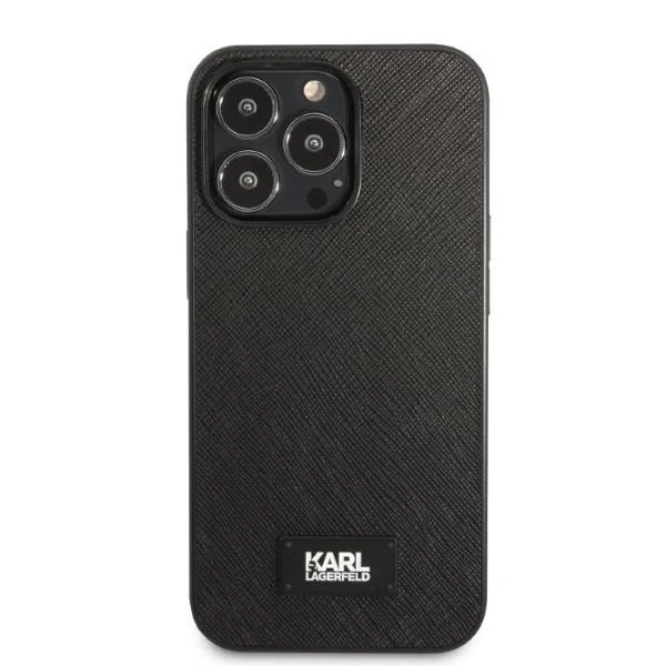 Handyschutzhülle Karl Lagerfeld KLHCP13LSFMP2K für Apple iPhone 13 Pro / 13 6.1" Hardcase schwarz/schwarz Saffiano Plaque