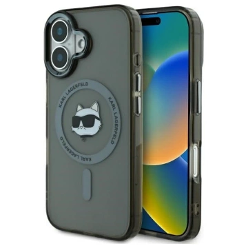 Etui Karl Lagerfeld für iPhone 16 6,1" Czarny Hardcase IML Metal Choupette Head MagSafe