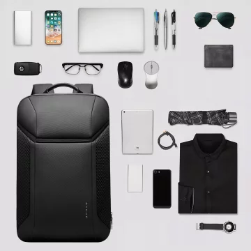 Bange Waterproof Backpack Laptop Bag 15.6" City Travel 47.5x30x15 cm for Work School Plane Men's Women's Black