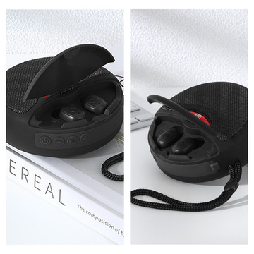 Alogy 2in1 TWS Music Set Tragbarer kabelloser Lautsprecher Bluetooth BT Kopfhörer Wasserdicht Schwarz