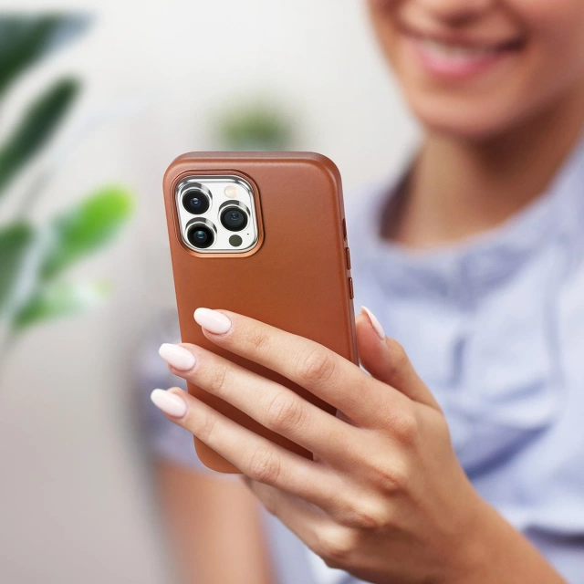 Etui Dux Ducis Naples do iPhone 14 Pro Max magnetyczny skórzany pokrowiec MagSafe brązowe