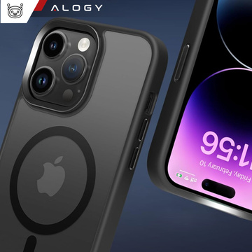 Pouzdro na iPhone 14 Pro Mag Safe Matt Case Cover matné Alogy Ring obrněné pouzdro na telefon černé