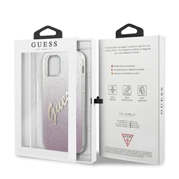 Guess GUHCP12SPCUGLSPI iPhone 12 mini 5,4" różowy/růžový pevný obal Glitter Gradient Script