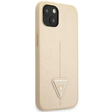 Etui Guess GUHCP14SPSATLE do Apple iPhone 14 6,1" béžové/béžové pevné pouzdro SaffianoTriangle Logo