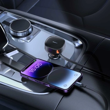 Baseus Retractable 55W Car Charger USB-C Lightning 70cm
