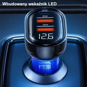 Автомобільний зарядний пристрій USAMS 2xUSB 1xUSB-C 80W Fast Charge синій/синій CC159CC02 (US-CC159)