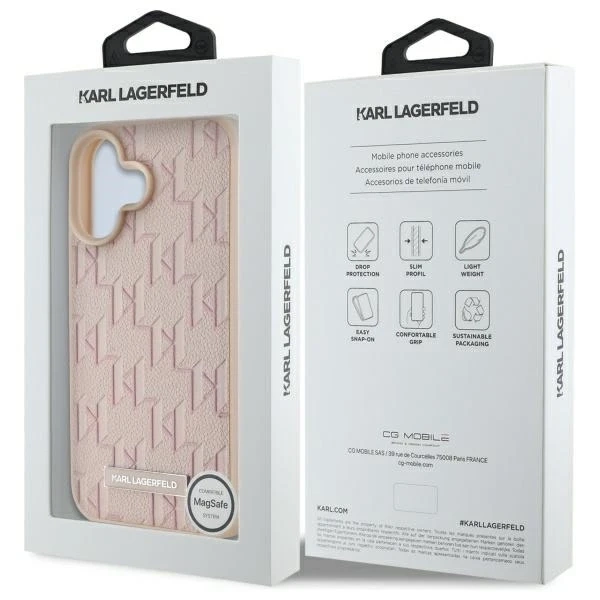 Etui Karl Lagerfeld do iPhone 16 6.1" Różowy Magsafe Hardcase Hot Stamp
