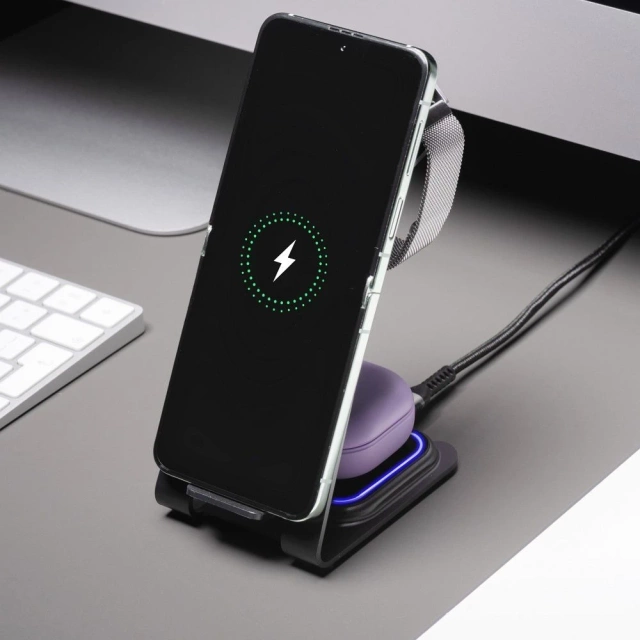 Ładowarka 3w1 Forcell F-Energy Simply Charge do Apple/Samsung szara