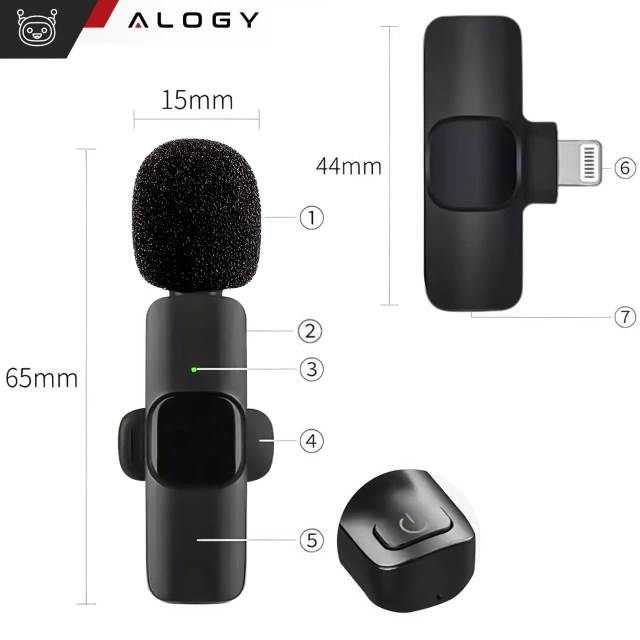 2x Alogy Lightning bezdrôtový klopový mikrofón pre Apple iPhone iPad Malé mikrofóny Sada dvoch mikrofónov