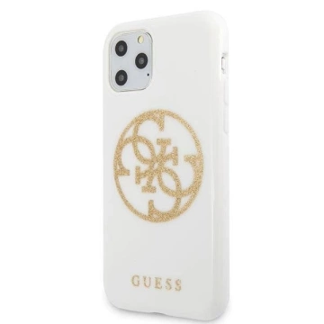 Guess GUHCN65TPUWHGLG iPhone 11 Pro Max biele/biele pevné puzdro Glitter 4G Circle Logo