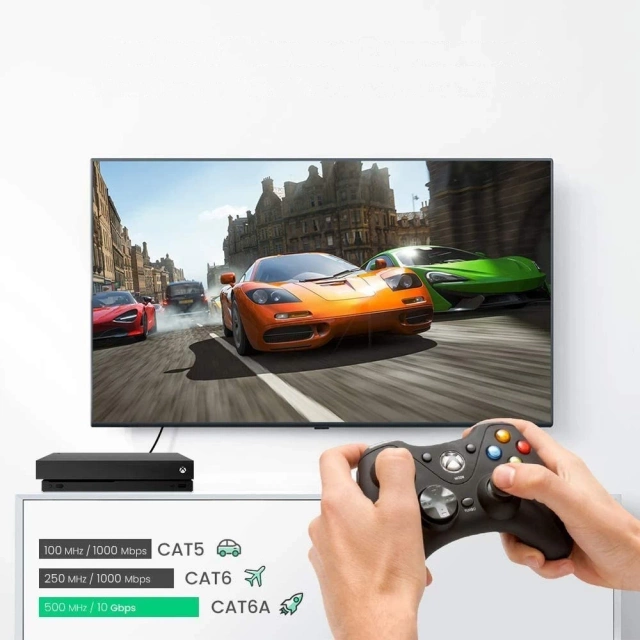 Kábel UGREENEthernet patch kábel RJ45 Cat 6A UTP 1000Mbps 5 m čierny (70654)