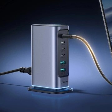Багатопортовий зарядний пристрій Joyroom 65 Вт GaN, 4x USB-C, 2x USB-A, темно-сірий