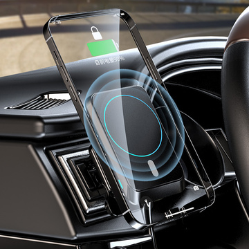 Alogy Magnetic Car Holder for MagSafe with 15W Qi Charger for Phone Grid Black