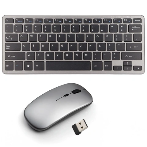 Zestaw bezprzewodowy klawiatura + mysz – Bluetooth i USB 2.4 GHz, cicha praca, smukły i ergonomiczny design, Plug & Play, do biura i Home Office – Alogy KeyMouse™