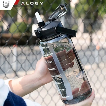 Пляшка велика, поїлка Alogy MotivHydro Мотиваційна мірна чашка 2л 2000мл Чорний