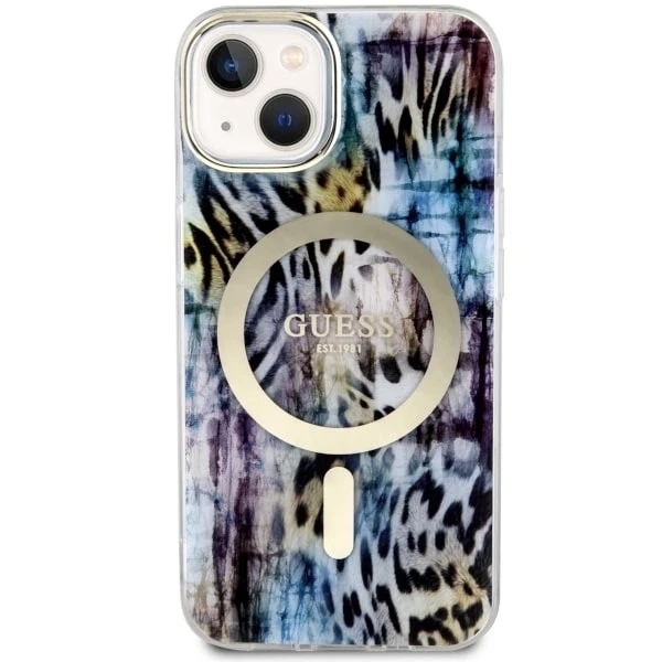 Pevné puzdro Etui Guess GUHMP14SHLEOPWB na iPhone 14 6,1" Leopard MagSafe