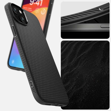 Etui do iPhone 15 Plus Spigen Liquid Air Case obudowa plecki ochronne Matte Black + Szkło