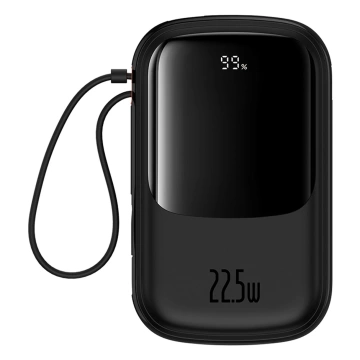 Baseus Qpow Pro 20000mAh 22.5W Powerbank with built-in USB-C cable and display - black