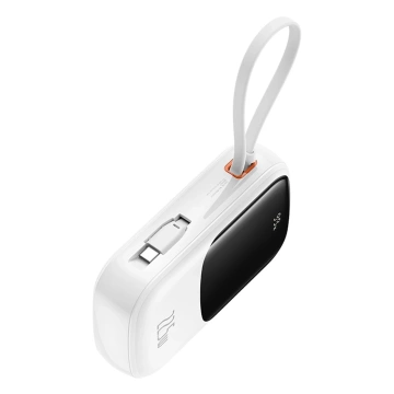 Powerbanka Baseus Qpow Pro 20000mAh 22,5W so vstavaným káblom USB-C a displejom – biela