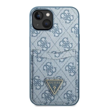 Obal na telefón Guess do iPhone 13 mini 5,4" niebieski/modrý pevný obal 4G slot na karty s logom trojuholníka