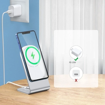 Choetech Magnetic Qi Wireless Charger 15W (MagSafe Compatible) White (T517-F) Stand Holder Silver