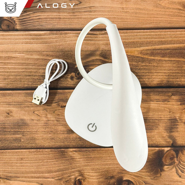 Stolná LED lampa na stôl dotyková školská USB stojaca nočná bezdrôtová Flexible Alogy White