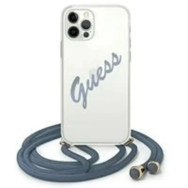 Guess GUHCP12LCRTVSBL iPhone 12 Pro Max 6.7 "blau / blau Hardcase Script Vintage