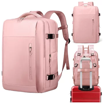 Bange wasserdichter Rucksack für 15,6-Zoll-Laptop, Stadtreisender, 45 x 30 x 16 cm, für Arbeit, Flugzeug, Herren, Damen, mit USB-Anschluss Schwarz