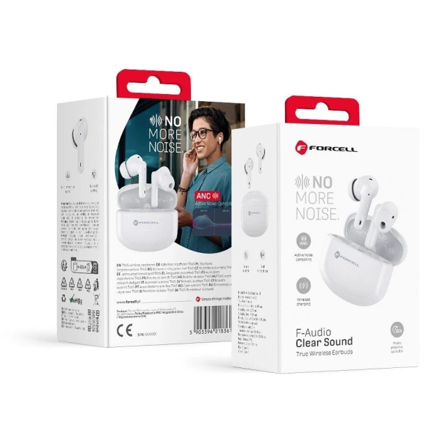 Forcell F-Audio TWS Clear Sound Wireless Earphones BT 5.3 White