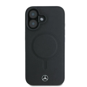 Mercedes Hülle für iPhone 16 Plus 6,7" Schwarz Hardcase Glattleder MagSafe