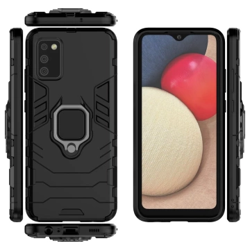 Ring Armor armored hybrid case cover with magnetic holder for Samsung Galaxy A03s (166.5) black