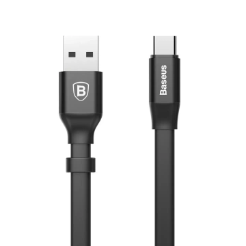 Baseus Nimble plochý kábel USB / USB-C kábel s držiakom 2A 0,23M čierny (CATMBJ-01)