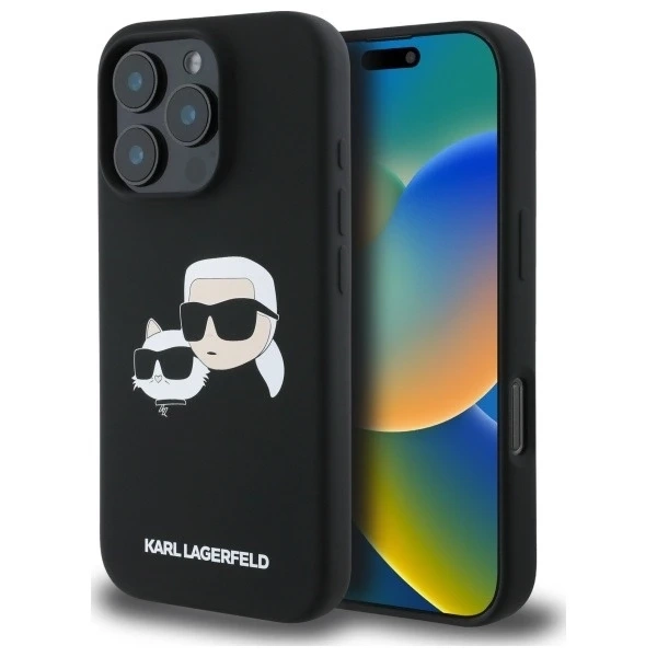Etui Karl Lagerfeld Silicone Double Heads Print MagSafe do iPhone 16 Pro Max Black