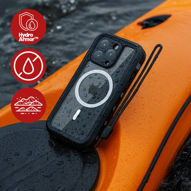 Hülle für iPhone 15 wasserdicht Mag Safe Case gepanzertes wasserdichtes Gehäuse schwarz und grau